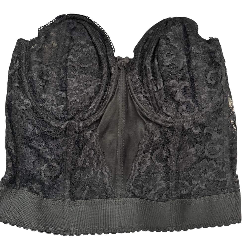 Vintage Goddess Black Lace Underwire Corset Bustier Sz 38D